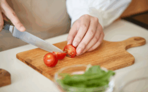 Chopping vegetables on solid surface countertops GTA