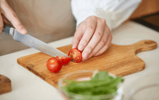Chopping vegetables on solid surface countertops GTA